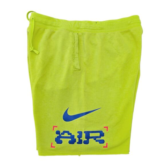Neon Yellow/Green Nike AIR Shorts Size XL Graphic Print Drawstring Gym Pockets - Picture 1 of 8